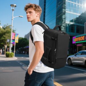 Alternative view of Beraliy Travel Backpack for Men Women, Large Carry On Backpack, Personal Item Bag Airline Approved, 17 inch Laptop Backpack, Business Work Gym Weekender Bag, Black