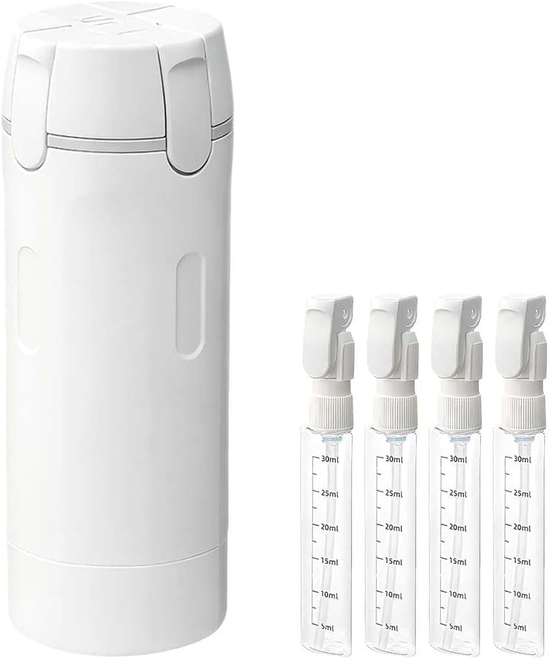 4 in 1 Travel Dispenser, 4 Pack 30ML Travel Bottles for Toiletries, Leak Proof Travel Size Containers, Portable Containers for Shampoo Lotion Conditioner Cream (White)