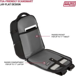 Alternative view of SwissGear Travel Tech Pro Laptop Backpack – Fits Laptops up to 16” – ScanSmart TSA-Friendly Backpack with Multiple Organizer Pockets – Black