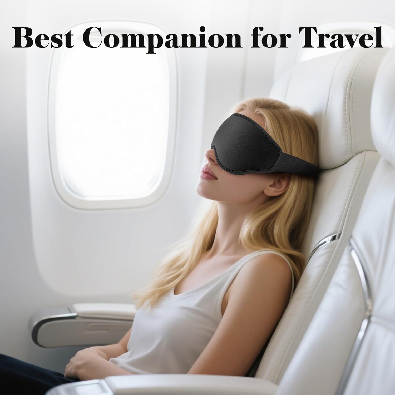3D Eye Mask Sleep Mask for Men & Women, 100% Pressure-Free & Light Block-Out Eye Mask for Sleep with Easy Adjustable Strap, Night Eye Cover for Travel, Black - Image 7