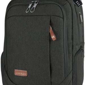 KROSER Laptop Backpack Large Computer Backpack Fits up to 17.3 Inch Laptop with USB Charging Port Water-Repellent Travel Backpack Casual Daypack for Business/College/Women/Men-Charcoal Black