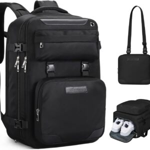 Maelstrom Travel Backpack for Women Men,35L Laptop Backpack Fits 17-Inch Laptop,Carry On Backpack for Airplanes with Crossbody Bag&Shoe Compartment&Toiletry Bag (Black, Large)