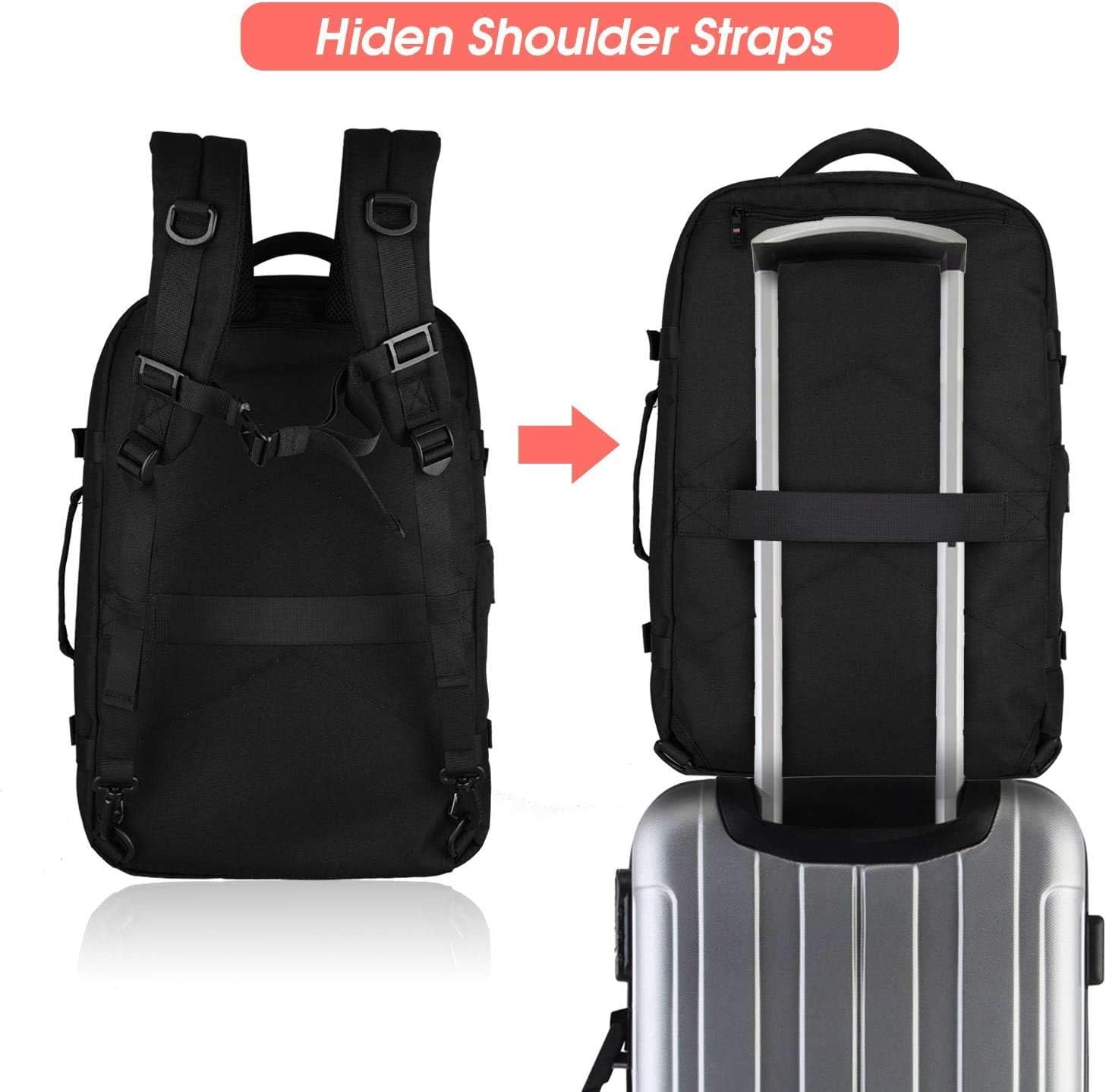 Asenlin 40L Travel Backpack for Women Men,17 Inch Laptop Backpack Flight Approved Luggage Carry On Water Resistant Computer Backpack for Weekender Overnight Large Daypack Black - Image 5