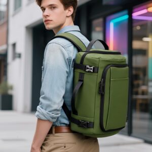 Alternative view of Carry On Travel Backpack with Shoe Compartment Flight Approved Laptop Backpack Expandable Work Business Backpack for Women Men Casual Daypack, Dark Green