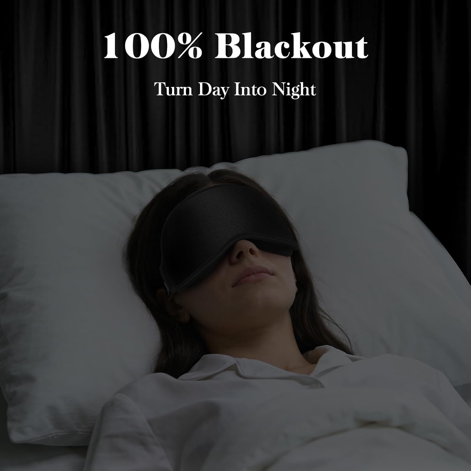 3D Eye Mask Sleep Mask for Men & Women, 100% Pressure-Free & Light Block-Out Eye Mask for Sleep with Easy Adjustable Strap, Night Eye Cover for Travel, Black - Image 2