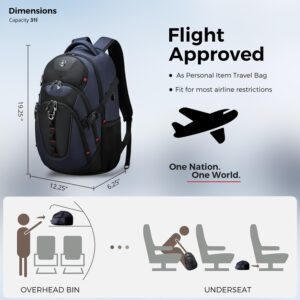Alternative view of Swissdigital Design Laptop Backpack with USB Charging Port, Travel Backpack Fits 15.6 inches Computer, 31L College School Backpack for Men, Blue/Black | SD803-12 | Water Repellent