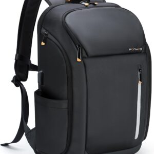 Ponhog 17 Inch Laptop Backpack for Men, Business Travel Anti-Theft Backpack with USB Charging Port, Water Resistant Computer Bag Carry On Flight Approved for Work College Weekender, Black