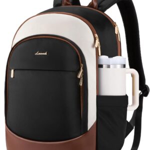 LOVEVOOK 17.3 Inch Laptop Backpack for Women - Work/Business Computer Backpack Purse, Large Capacity Casual Daypack, Travel Bag for Lawyer, Doctor, Teacher, Cream Chestnut Brown