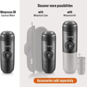 Alternative view of WACACO Minipresso GR, Portable Espresso Machine, Compatible Ground Coffee, Hand Coffee Make, Travel Gadgets, Manually Operated, Perfect for Camping