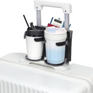 Vigorport Luggage Travel Cup Holder, Folding Cup Holder, Drink Caddy for Suitcases - Hold Two Coffee Mugs Traveler Carry on Hands Free Accessory