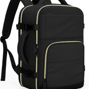 Tuwubi Travel Backpack For Women, Carry On Backpack for Men Flight Approved Airline Personal Item Travel Bag TSA Business 15.6 in Laptop Mochila, Travels Essentials Bookbag for Work Weekender (Black)