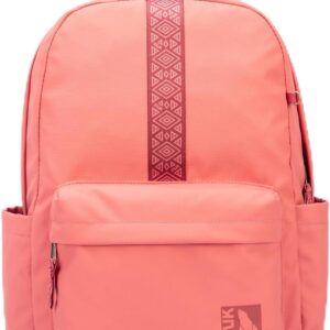 INUK Geometric Stripe Laptop Backpack, 13 Inch Water Resistant Backpack for College & Work, Recycled Travel Daypack Made from 24 Plastic Bottles, with Hidden Pocket & Luggage Strap, Deep Magenta