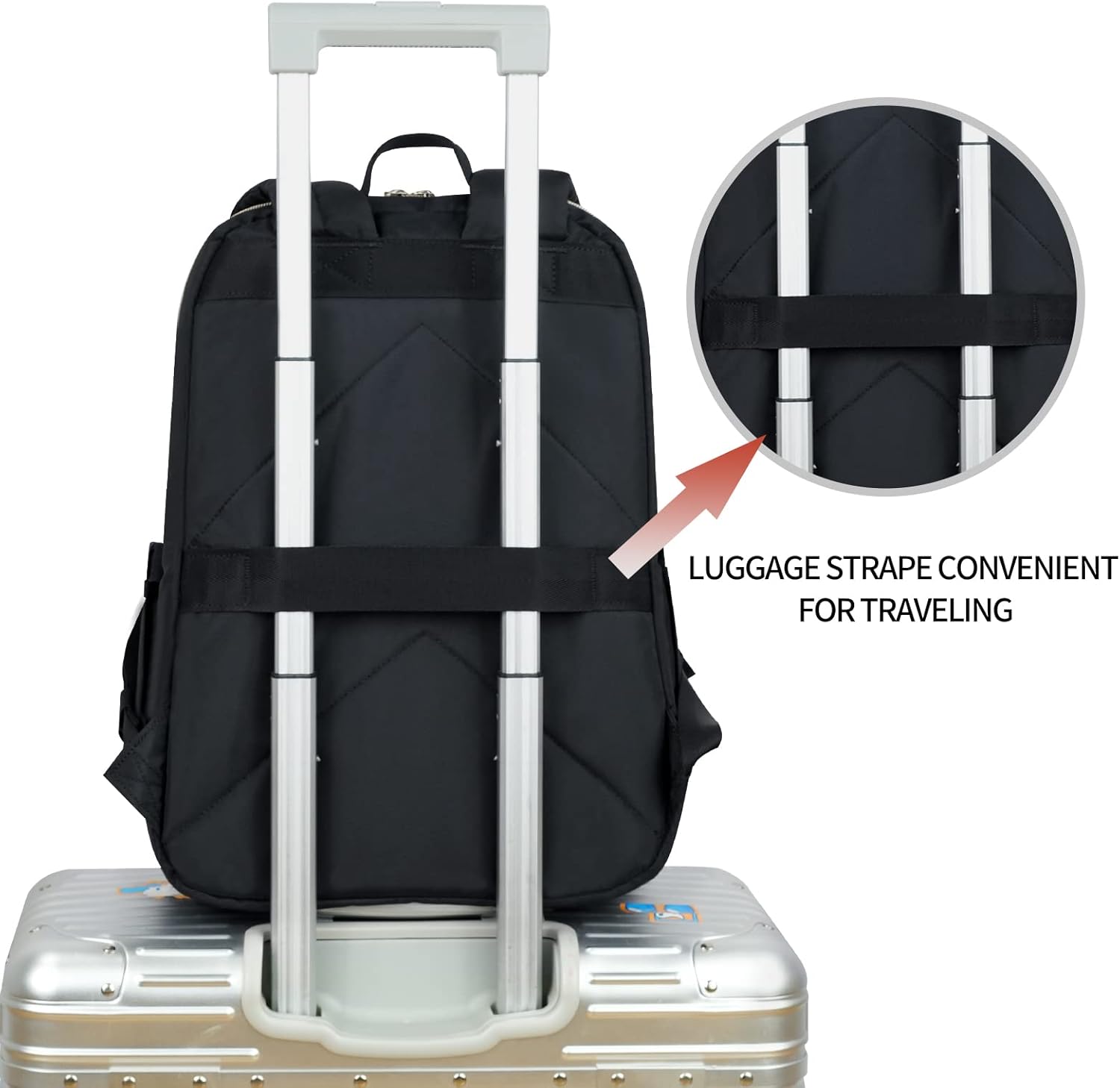 KROSER Laptop Backpack 15.6 Inch Stylish Daypack with USB Charging Port, Water-repellent Nylon Backpack Backpack for Travel/Business/Women/Black - Image 5