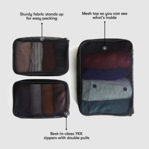 Alternative view of Tortuga Packing Cubes, Set of 3, Black - Lightweight Travel Cubes for Packing with Mesh Panels - Two Size Luggage Organizer Bags for Backpacks and Suitcases