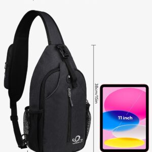Alternative view of WATERFLY Crossbody Sling Backpack Sling Bag Travel Hiking Chest Bag Daypack (Black)