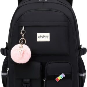 abshoo Big Student Laptop Backpack For College Women Middle High School Teen Girls Bookbag Travel Daypack (Black) | For College, Middle High School, Bookbag, Travel Daypack