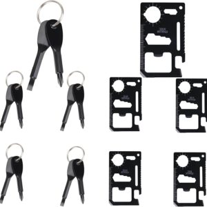 5 Pack Screwdriver and 5 Multitool Set Portable Tool Outdoor Gadgets- Travel Multitool with Bottle Opener Protractor Ruler