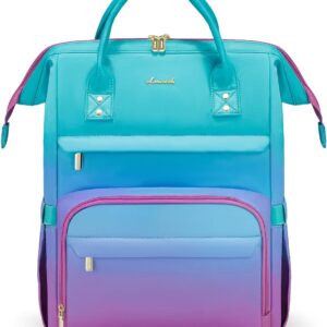 LOVEVOOK Gradient Laptop Backpack for Women,15.6 Inch Work Computer Bakcpack Purse Laptop Bag With Anti-Theft Pocket,Waterproof Carry on Teacher College Backpack for Travel,Green-Red