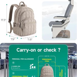 Alternative view of BAGSMART College Laptop Backpack, Travel Backpack for Women, Quilted Casual Daypack, Water-Resistant Bookbag for 15.6 Inch Laptop, Camel