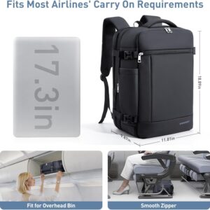 Alternative view of SHOWKOO Travel Backpack For Man Women, Airline Approved Carry On Laptop Backpack For Business, 40L Expandable Large Capacity Backpack, Black