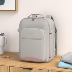 Alternative view of LOVEVOOK Travel Backpack for Women & Men 40L,Airline Approved Carry On Backpack Travel Essentials,TSA Carry on Luggage,Waterproof Personal Item Travel Bag,Suitcase with 3 Packing Cubes,Light gray-Pink