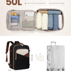 Alternative view of LOVEVOOK 50L Travel Backpack for Women&Men,TSA Carry on Backpack for Airplanes with 3 Packing Cubes,Personal Item Bag Fit 17" Laptop, Waterproof Essentials Airline Approved Luggage