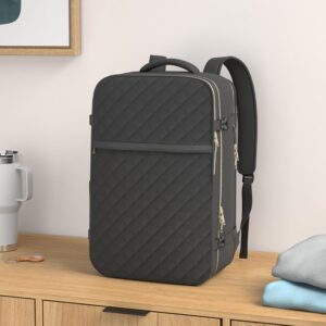 Alternative view of MOMUVO Large Travel Backpack Women, Flight Approved Carry On Backpack, Water Resistant Anti-Theft Casual Daypack School Bag Fit 17 Inch Laptop with USB Charging Port, Black