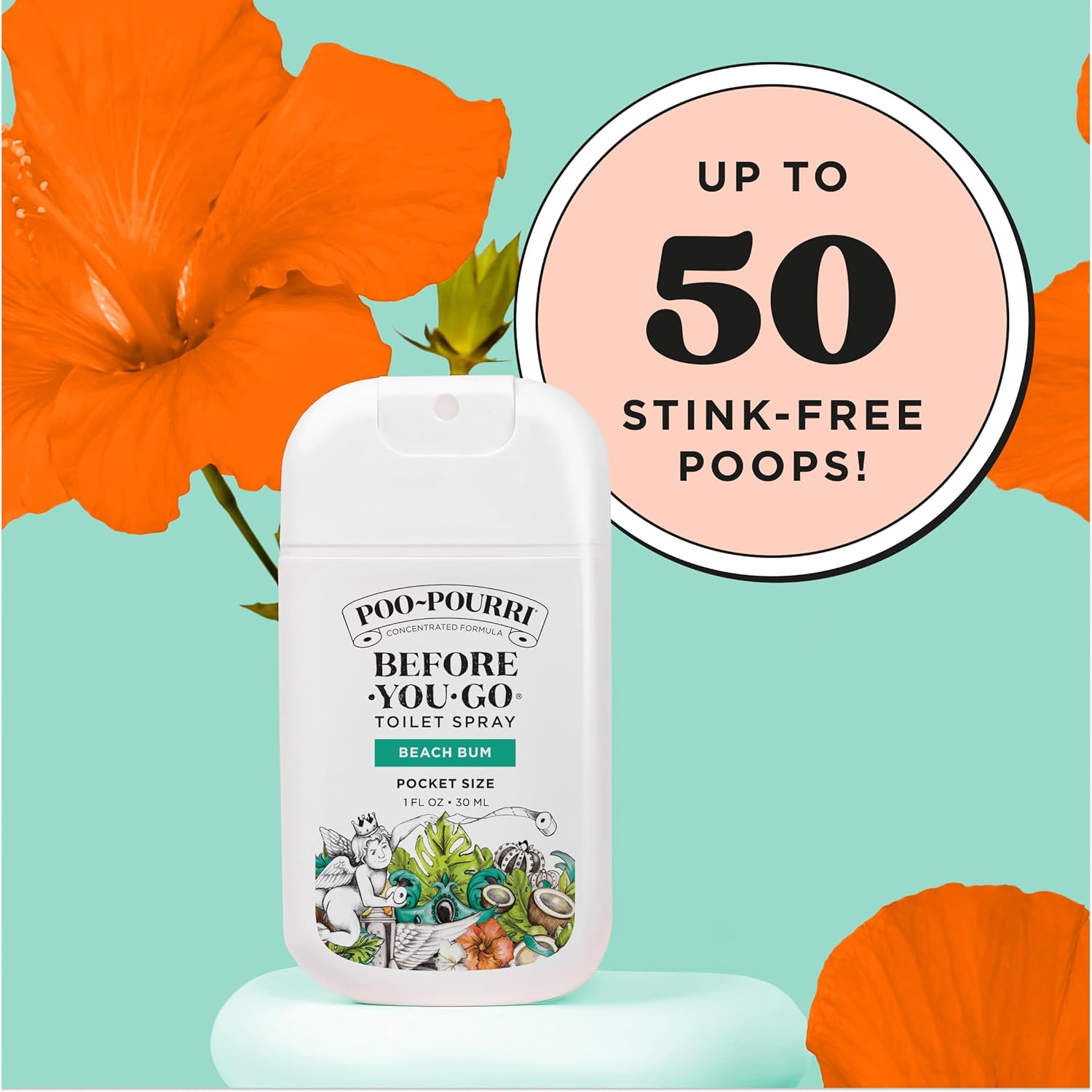 Poo-Pourri Before-You-Go Pocket Toilet Spray, Travel Essentials, Beach Bum, 1 Fl Oz, Up to 50 Uses, On-The-Go Bathroom Odor Deodorizer with Essential Oils, TSA Approved Size, Coconut Orchid Scent - Image 7