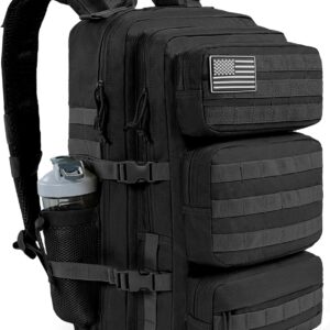 kookoomia 50L Military Tactical Backpack Large Day Backpack for Men Molle Army 3 Days Assault Pack Bug Out Bag Water Resistant and Heavy Duty Hiking Treeking Rucksack - Black