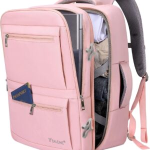 BALEINE Travel Backpack for Women Men, Large Sturdy Carry On Laptop Backpack Gifts for Business, Casual, Weekender, Hiking (Large, Pink)