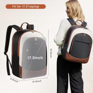 Alternative view of LOVEVOOK 17.3 Inch Laptop Backpack for Women - Work/Business Computer Backpack Purse, Large Capacity Casual Daypack, Travel Bag for Lawyer, Doctor, Teacher, Cream Chestnut Brown