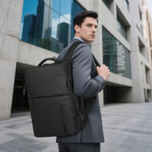 Alternative view of SUIKIHUM Lay Flat Carry on Travel Backpack, 30L Airline Approved, Fits 16" Laptop, USB-C & USB-A, Water Resistant, Black