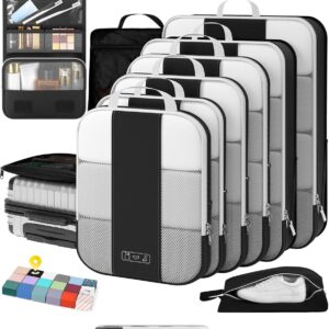 10 Set Compression Packing Cubes for Travel Essentials,Compressible Expandable Packing Cubes for Suitcase,OlarHike Luggage Organizer Bags for Travel,Handy Helper for Organizing Clothes(Black)