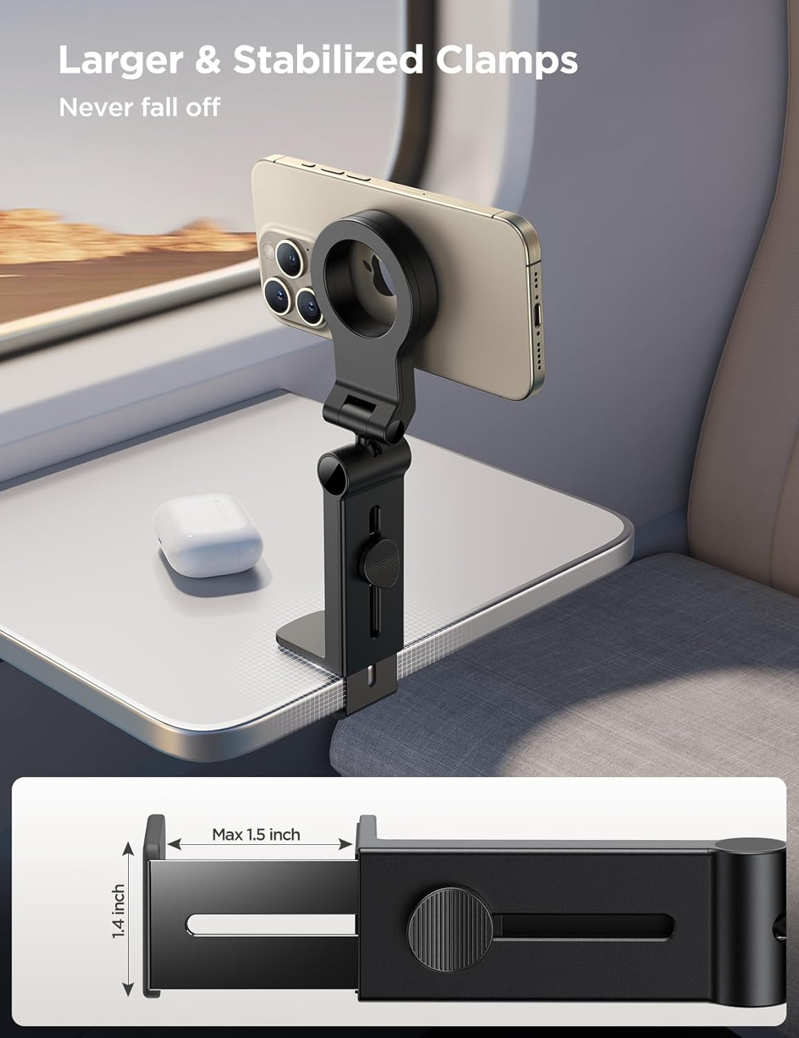 JOYROOM for Magsafe Airplane Phone Holder Travel Essentials,【Unlimited Scenery】 Hands-Free Plane Phone Holder, Airplane Travel Accessories for iPhone 17 Pro Max & Magsafe Case - Image 5