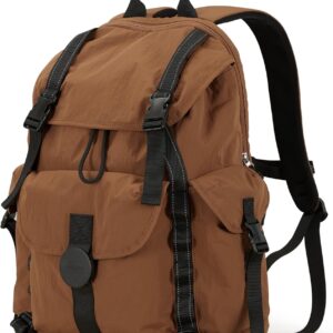 mixi Travel Backpack for Women Men, 18 Inch Carry On Laptop Backpack Flight Approved fits 16'' Laptop, Lightweight Waterproof Hiking Backpack Travel Outdoor Business Casual Daypack, Brown