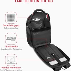 Alternative view of SwissGear Travel Tech Elite Laptop Backpack – Fits Laptops up to 16” – ScanSmart TSA-Friendly Backpack with USB Port, Shoe Compartment & Organizer Pockets – Black Dot