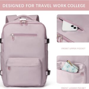 Alternative view of SHRRADOO Travel Laptops Backpack for Women Men, Casual Work Bag 17inch High School College Backpack Airline Approved Backpack for Hiking Business (Pink khaki)