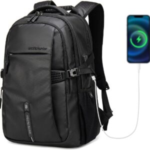 ARCTIC HUNTER AH Business Laptop Backpack for Men Work Commuting, 30L Large Travel Carry On Backpack Flight Approved for Airplane, Professional Adult College Backpacks Casual Daypack, Black