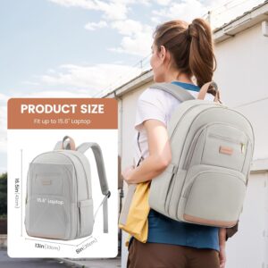 Alternative view of LOVEVOOK Travel Laptop Backpack for Women, Waterproof Work Backpack Fits 15.6 Inch Laptop, Large Computer Backpack for College, Grey