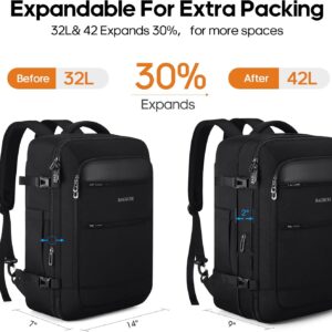 Alternative view of Bagsure Travel Backpack Carry On Backpack 42L Flight Approved, Expandable Laptop Backpack with Packing Cubes & Shoe Pocket, Water Resistant Luggage Backpack for Men Women, TSA Approved, Large Backpack