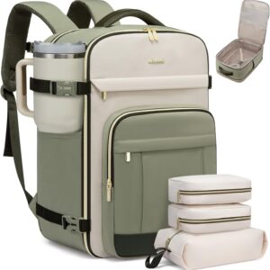 LOVEVOOK 40L Travel Backpack for Women & Men - 17.3 Inch Carry On Backpack & Personal Item Backpack for Airlines, Spacious and Durable Design, with 3 Packing Cubes