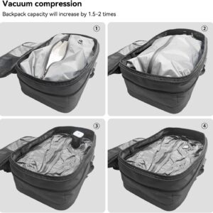 Fiordpack Vacuum Backpack Travel (External Pump, 60L), TSA Lock, Expandable Vacuum Seal Compression Travel Backpack for 17" Laptop, Airline Approved