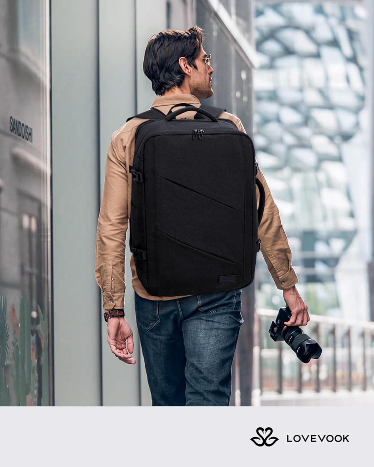 LOVEVOOK Travel Carry on Backpack, Large 40L Personal Item Travel Bag for Men & Women Flight Approved with 3 Packing Cubes, Suitcase Water Resistant Luggage Daypack Business Weekender Bag, Black - Image 6