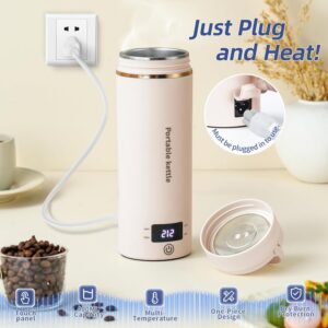Alternative view of Travel Electric Kettle Portable Mini Kettle,Small Hot Water Boiler with 4 Temperature Settings,304 Stainless Steel,Fast Boiling Water with Auto Shut-Off and Boil Dry Protection,400ml (Beige, 400ML)