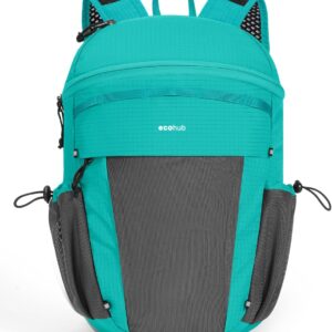 ECOHUB 15L Lightweight Casual Daypack, Packable Backpack for Daily Use, Hiking & Travel, Foldable Small Backpack with Stretch Mesh Pockets, Water-Resistant Nylon, Reflective Design