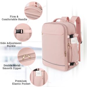 Alternative view of Sinaliy Large Travel Backpack for Women, 40L Travel Bag Personal Item Size, Laptop Backpacks, Waterproof Carry On Backpack with Packing Cubes for College Business Hiking Work Essentials, Pink