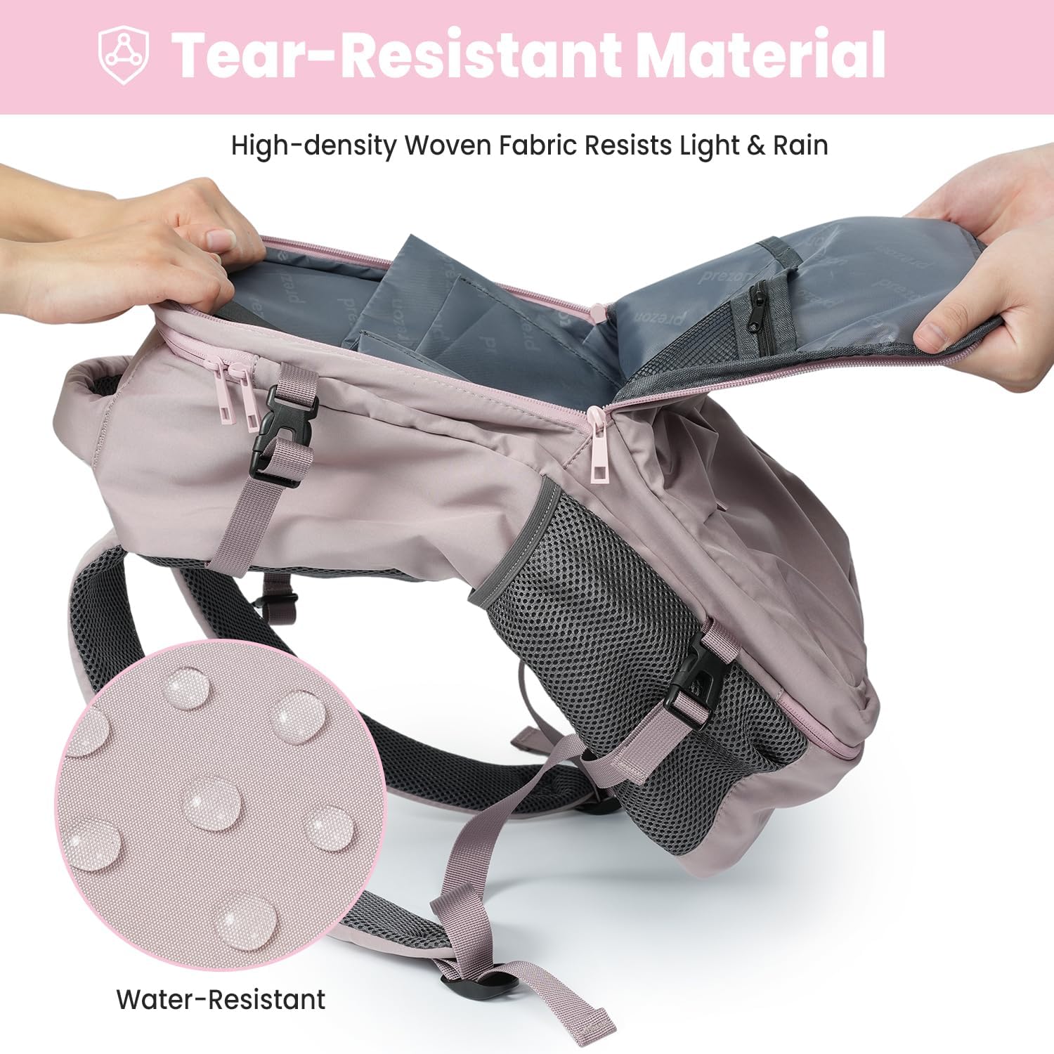 prezon 35L Travel Backpack | 180° All-Open Design | Multi-Pockets | Airline Approved Carry on |15.6 inch Laptop Compartment |USB Port |Perfect for Travel Business College Bookbags|Men Women,Dark Pink - Image 6