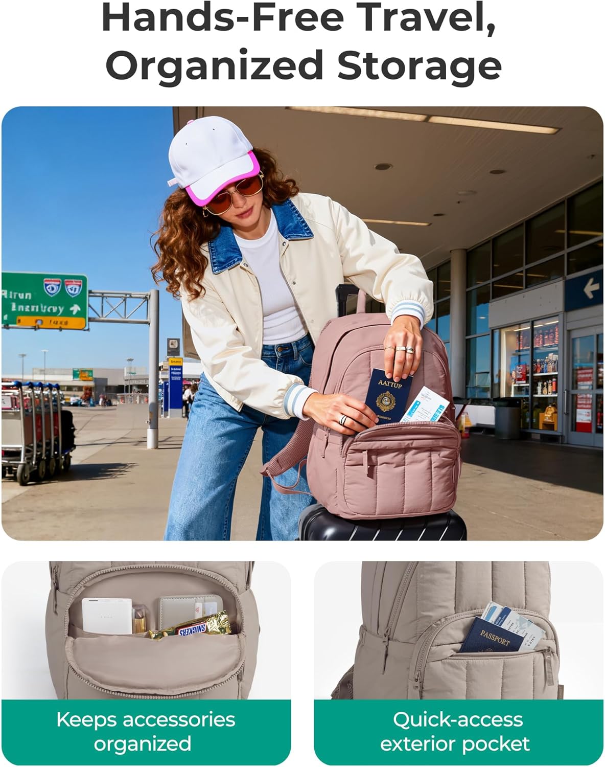 BAGSMAT Womens Backpack Travel Laptop Backpack for Women, Quilted College Laptop Bookbag, Work Back Pack for Women, Cute Computer Water-Resistant Casual Daypack, Puffer Black - Image 3