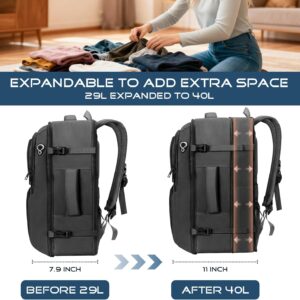 Alternative view of Travel Backpack, Expandable Carry on Backpack for Men, TSA 17.3 inch Laptop Bag Flight Approved, Lightweight Business Luggage Bag, Travel Gifts for Men Women, Black