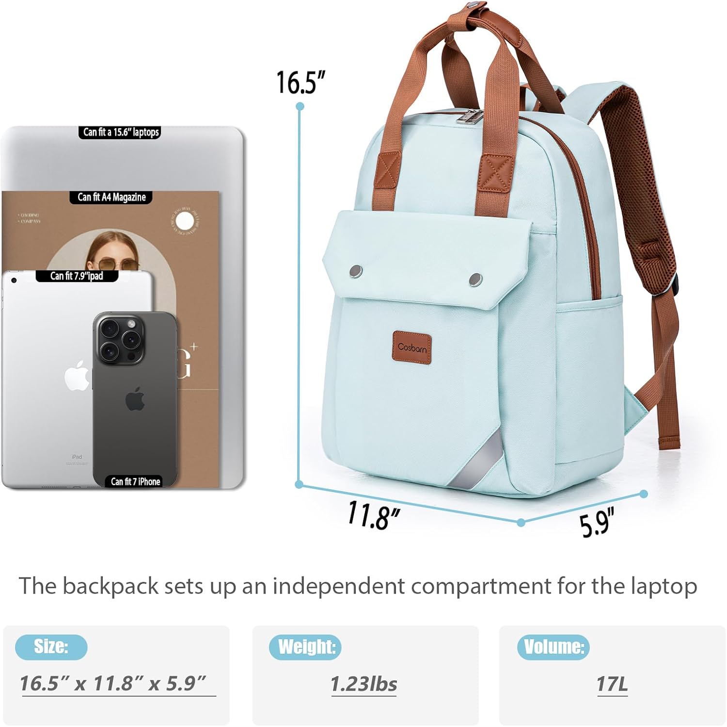 Cosbarn Travel Backpack with External USB Port, Durable Lightweight Backpack with One Laptop Compartment, Large backpack for Travel, College and Daily Use - Image 7